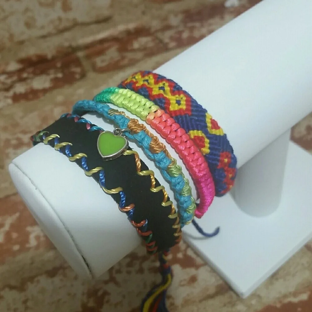Friendship Bracelets Set of 4 rainbow blue NEW